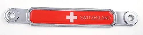 Switzerland Swiss Flag Chrome Emblem Screw On Car License Plate Decal Badge 1