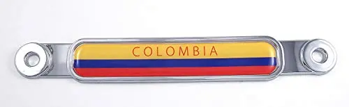 Colombia Colombian Flag Chrome Emblem Screw On Car License Plate Decal Badge 1