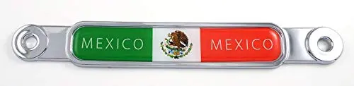 Mexico Mexican Flag Chrome Emblem Screw On Car License Plate Decal Badge 1