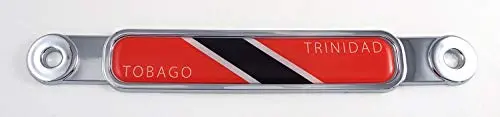 Trinidad And Tobago Flag Chrome Emblem Screw On Car License Plate Decal Badge 1
