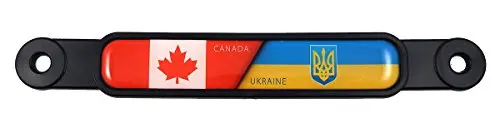 Canada Ukraine Flag Screw On License Plate Emblem Car Decal Badge 1