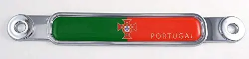 Portugal Portuguese Flag Chrome Emblem Screw On Car License Plate Decal Badge 1