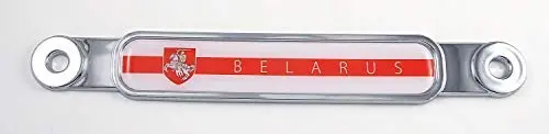 Belarus Flag Chrome Emblem Screw On Car License Plate Decal Badge 1