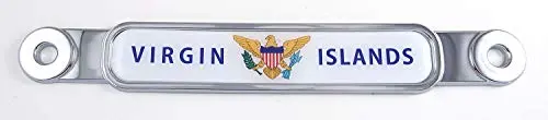 Virgin Islands Flag Chrome Emblem Screw On Car License Plate Decal Badge 1