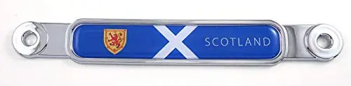 Scotland Scottish Flag Chrome Emblem Screw On Car License Plate Decal Badge 1