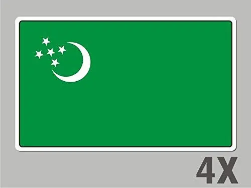 4 Turkmenistan Stickers Flag Decal Bumper Car Bike Emblem Vinyl Fl064 1