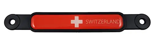 Switzerland, Swiss Flag Emblem Screw On Car License Plate Decal Badge 1