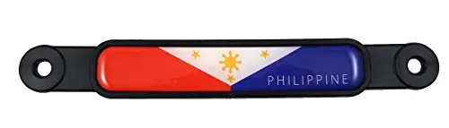 Philippine Philippines Flag Emblem Black Screw On Car License Plate Decal Badge 1