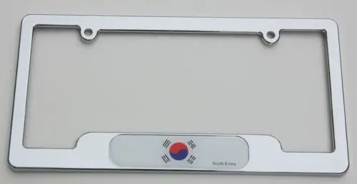Korea South Chrome Plated Abs License Plate Frame Holder Cover With Free Caps 1