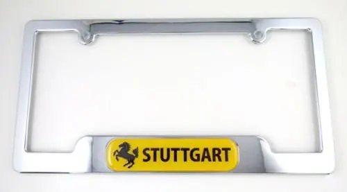 Car Chrome Decals Lpfc-Stutt Stuttgart Chrome License Plate Frame Germany Free Screw Caps 1
