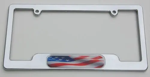 Car Chrome Decals Lpfc228 Usa American Flag Chrome License Plate Frame Holder 1