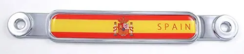 Spain Spanish Flag Chrome Emblem Screw On Car License Plate Decal Badge 1