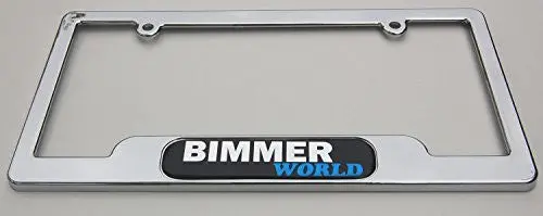 Bimmer World Chrome License Plate Frame Dome Emblem Free Caps 1