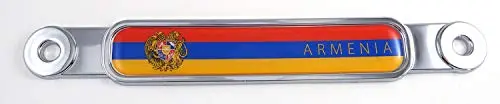 Armenia Armenian Flag Chrome Emblem Screw On Car License Plate Decal Badge 1