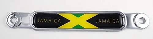 Jamaica Flag Chrome Emblem Screw On Car License Plate Decal Badge 1