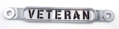 Veteran Flag Chrome Emblem Screw On Car License Plate Decal Badge 1