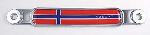 Norway Norwegian Flag Chrome Emblem Screw On Car License Plate Decal Badge 1