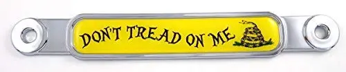 Don't Tread On Me Flag Chrome Emblem Screw On Car License Plate Decal Badge 1