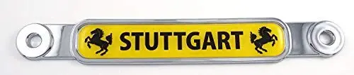 Stuttgart Flag Chrome Emblem Screw On Car License Plate Decal Badge 1