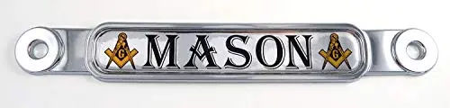 Mason Masonic Flag Chrome Emblem Screw On Car License Plate Decal Badge 1