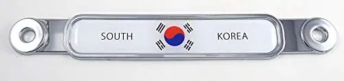 Korea South Flag Chrome Emblem Screw On Car License Plate Decal Badge 1
