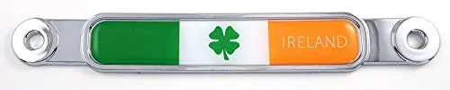 Ireland Irish Flag Chrome Emblem Screw On Car License Plate Decal Badge 1