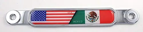 Usa Mexico Flag Chrome Emblem Screw On Car License Plate Decal Badge 1