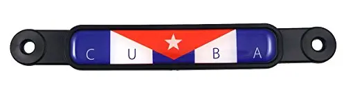 Cuba Cuban Flag Screw On License Plate Emblem Car Decal Badge 1