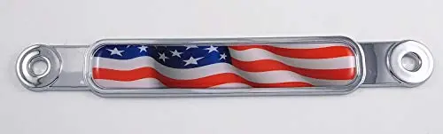Usa American Flag Chrome Emblem Screw On Car License Plate Decal Badge 1