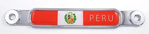 Peru Peruvian Flag Chrome Emblem Screw On Car License Plate Decal Badge 1