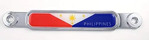 Philippines Philippine Flag Chrome Emblem Screw On Car License Plate Decal Badge 1