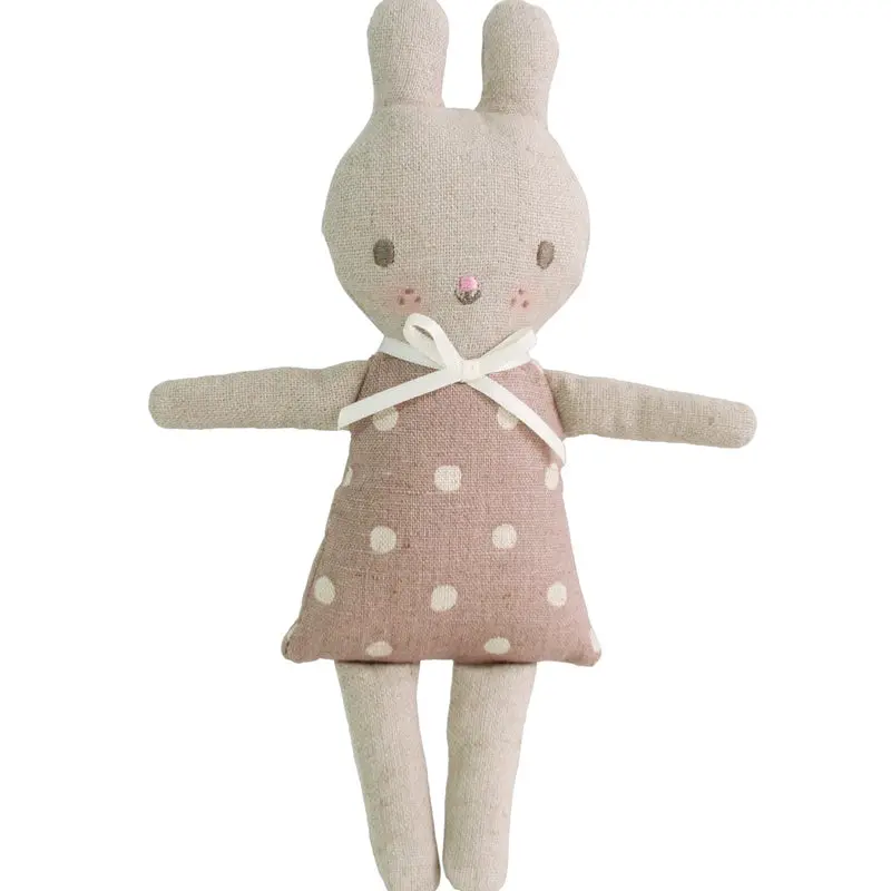 Alimrose - Linen Bonnie Bunny Rattle - Mauve 1