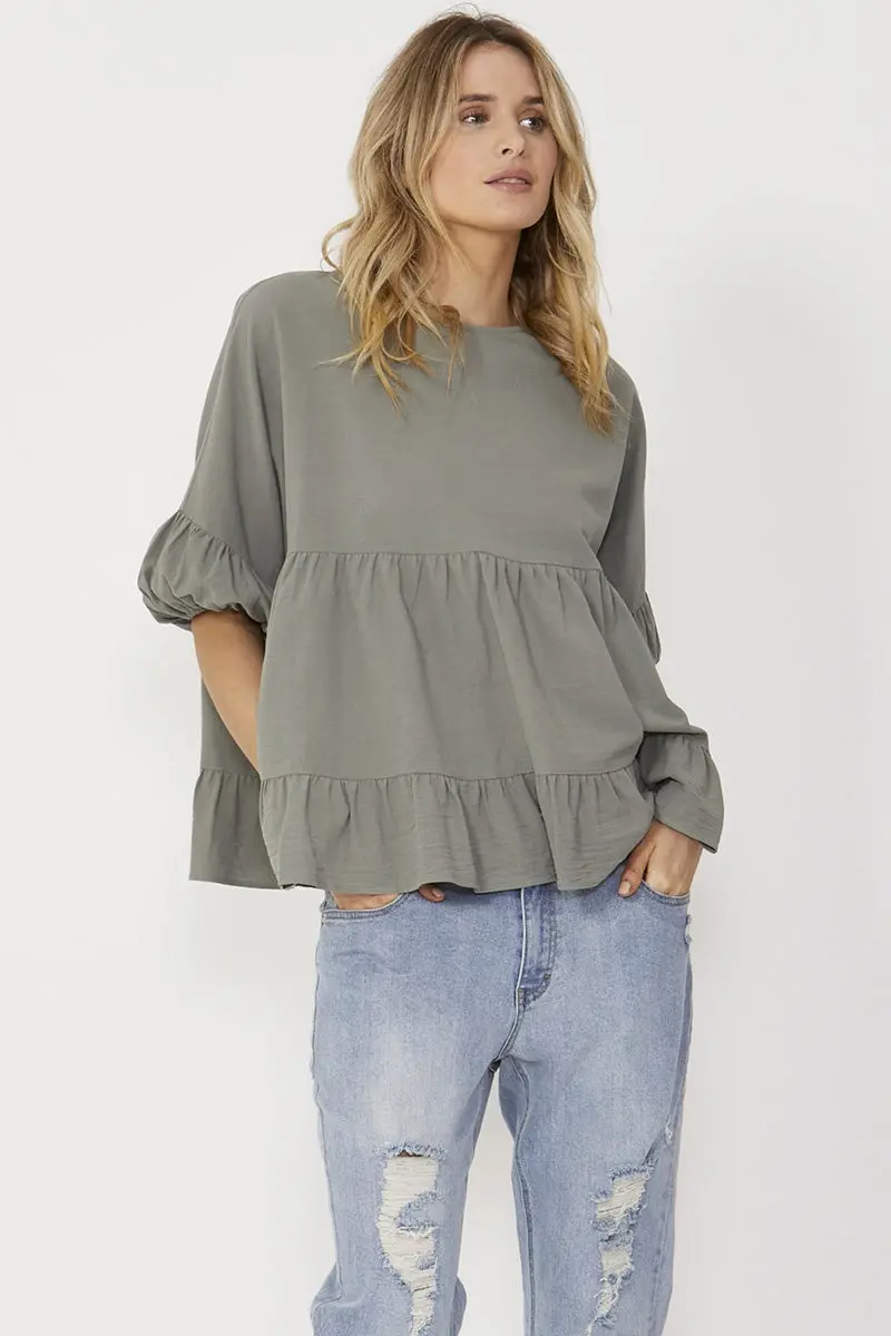Sass - Elsie Top - Khaki 1