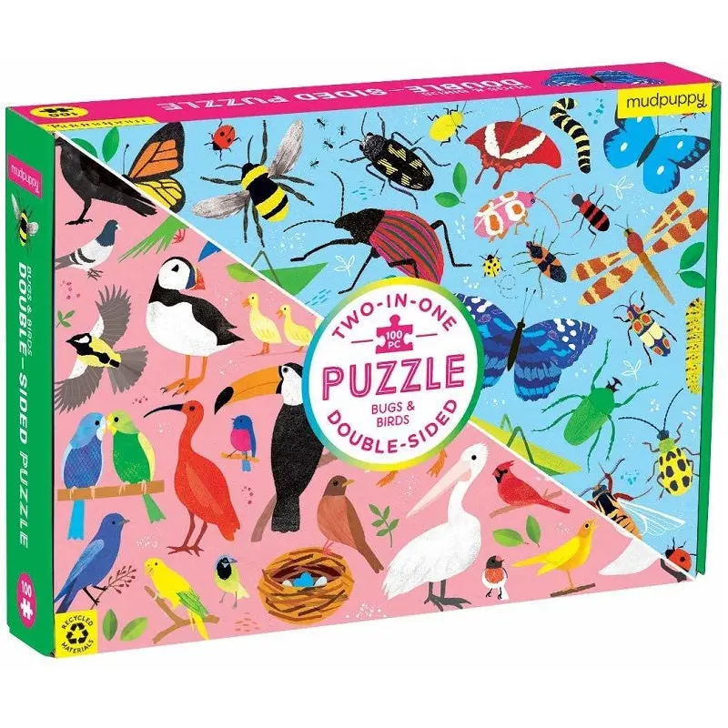 Mudpuppy - 	Bugs & Birds 100Pc Double-Sided Puzzle 1