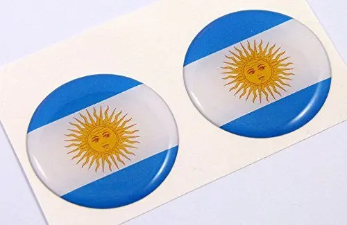 Argentina Flag Round Domed Decal 2 Emblems. Car Bike Laptop Stickers 1.45" Pair 1