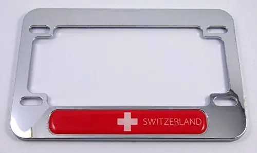 Switzerland Swiss Flag Motorcycle Bike Abs Chrome Plated License Plate Frame 1