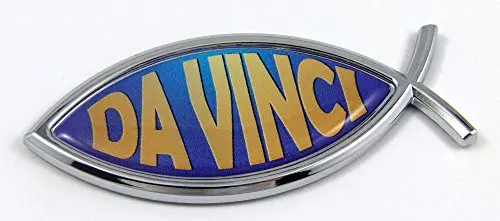 Da Vinci Jesus Fish Car Bike Auto Chrome Emblem Decal Sticker Christian Insignia 1