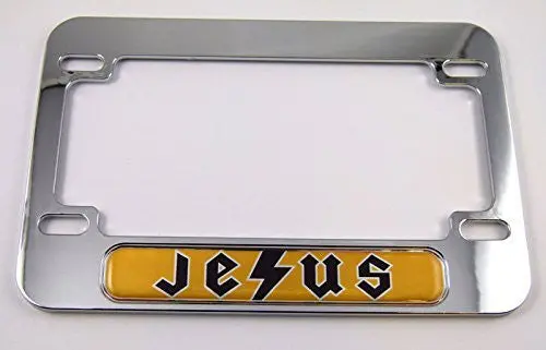 Jesus Motorcycle Bike Abs Chrome Plated License Plate Frame Emblem 1