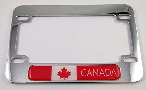 Canada Flag Motorcycle Bike Abs Chrome Plated License Plate Frame 1