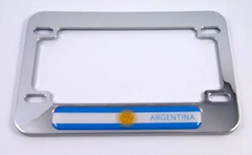 Argentina Flag Motorcycle Bike Abs Chrome Plated License Plate Frame Emblem 1