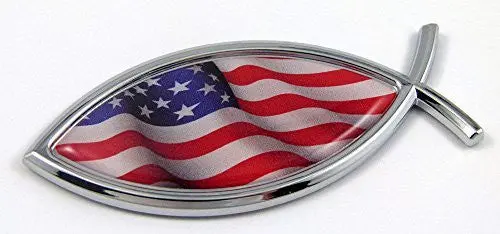 Car Chrome Decals Cbfsh228 Jesus Fish Usa Flag American Car Bike Auto Chrome Emblem Decal Sticker Christian 1