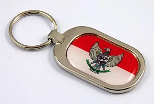 Indonesia Flag Key Chain Metal Chrome Plated Keychain Key Fob Keyfob Indonesian 1