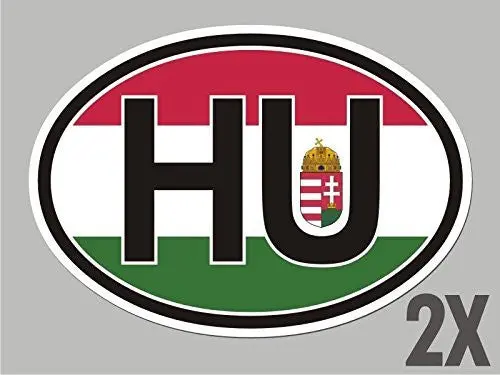 2 Hungary Hu Oval Stickers Flag Decal Bumper Car Bike Emblem Cl078 1