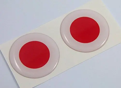 Japan Flag Round Domed Decal 2 Emblem Car Bike Stickers 1.45" Pair 1