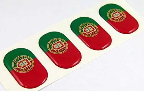 Portugal Midi Domed Decals Flag 4 Emblems 1.5" Car Bike Laptop Stickers 1