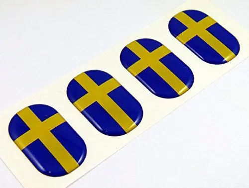 Sweden Midi Swedish Domed Decals Flag 4 Emblems 1.5" Car Bike Laptop Stickers 1