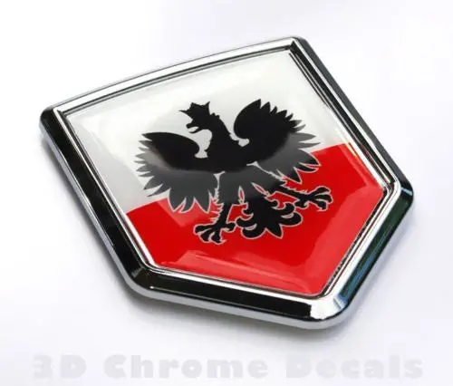 Poland Polski Polish Flag Emblem Car Chrome Decal Black Eagle 1