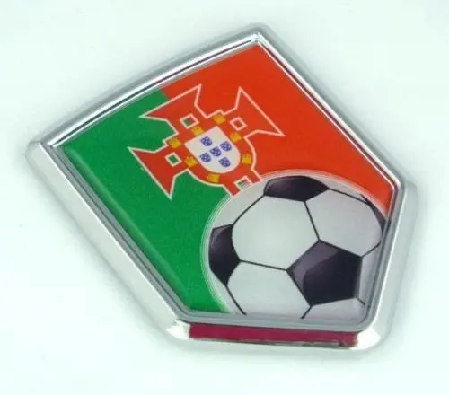 Portugal Portuguese Flag Car Chrome Emblem Sticker With Soccer Ball 1