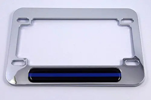 Police Thin Blue Line Flag Motorcycle Bike Abs Chrome Plated License Plate Frame 1