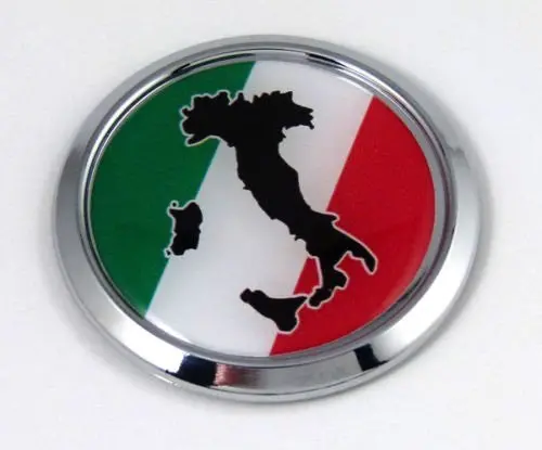 Italy Round Decal Italia Italian Flag Car Chrome Emblem Sticker Island Outline 1